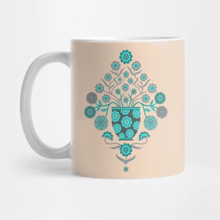 JARDINIERE Vintage Damask Flowers in Floral Vase Turquoise Teal Gray - UnBlink Studio by Jackie Tahara Mug